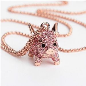 Rose Gold Kate Spade Imagination Pave Pig Necklace